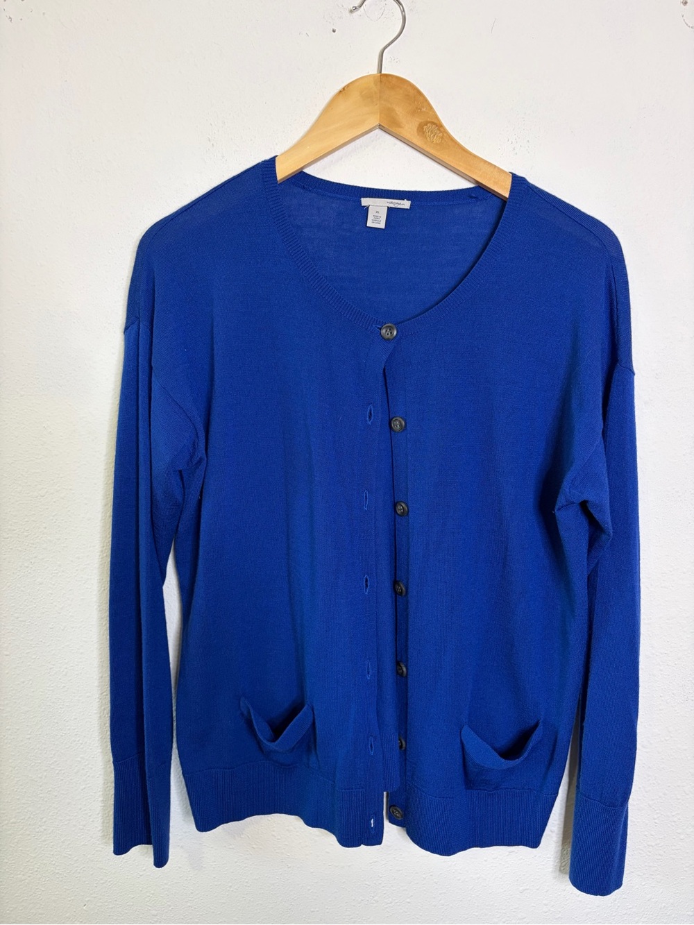 Merino wool blend Halogen Royal Blue Button-Front Cardigan sweater XL women’s